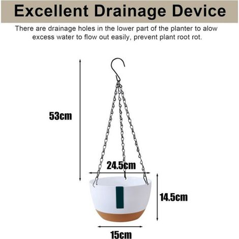Jardinière suspendue - - 24,5 x 14,5 x 15 cm - Plastique - Blanc - Avec réserve d'eau (1/5)