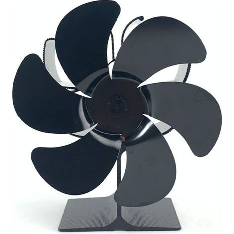 Wärmebetriebener Ofenventilator mit 6 Flügeln, Kaminventilator, Ofenventilator für Kamine, Pelletöfen, Holzöfen und Kamine, Schwarz (1/5)