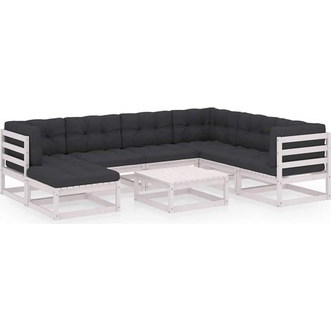 Maison Exclusive - Set Salotto Giardino 8 pz Cuscini Antracite Legno Massello Pino (1/5)