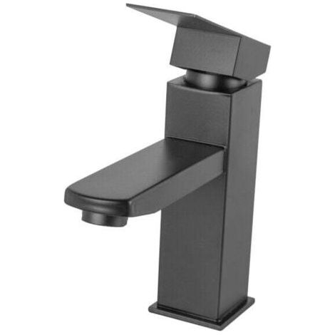 FOREHILL Robinet d'évier en laiton/zinc, noir, eau chaude/froide, flexibles, bec bas, levier unique [QLI-FA-4311] (1/4)