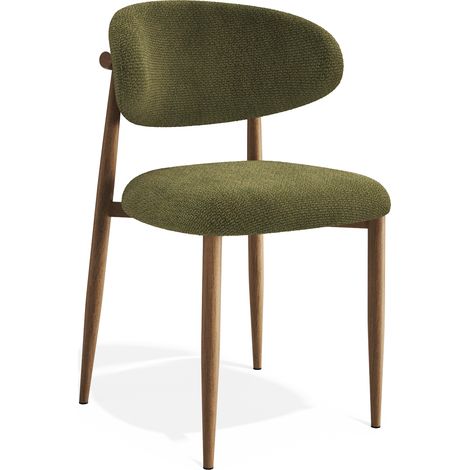 Lot de 2 chaises en velours bouclé vert vintage LINA (1/5)