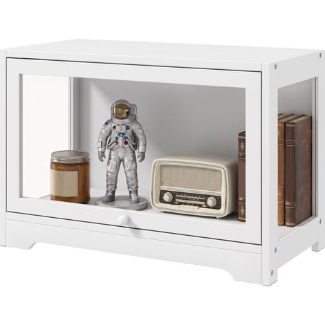 Vitrine d'exposition pour collections avec porte battante en acrylique pour figurines de décoration 59x30x40 cm Blanc (1/5)
