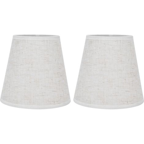 Lot de 2 abat-jour en tissu à clipser pour lampe de table à vis E14, style chandelier ou lustre, en lin (PT09). (1/5)