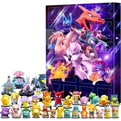 Calendrier de l'Avent de fête de Noël de 24 jours 2026, Figurine Pokémon, Poupée, Décoration, Surprise, Boîte aveugle
