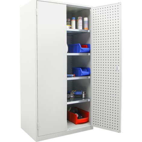 Armoire d'atelier à serrure STIER LP 1940x1000x600mm, gris clair (1/5)