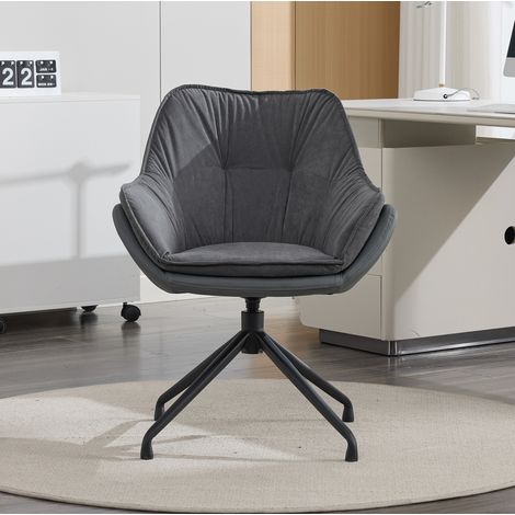 Fauteuil de bureau pivotant gris en similicuir avec retour automatique (1/5)