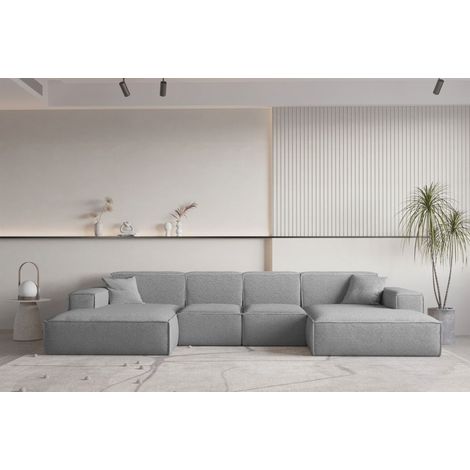 Wohnlandschaft U-Form CELES PREMIUM XS in Stoff Ascot Bukla Grau (1/2)