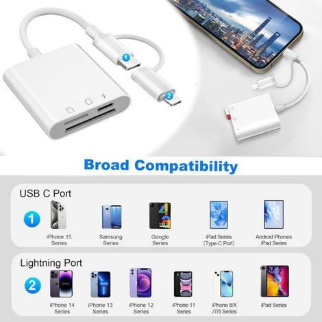 Lecteur De Carte Sd Pour - 3 En 1 Adaptateur De Carte Sd Pour Sd/Sd/Charge De (1/5)