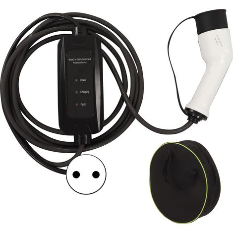 Câble de charge rapide portable pour voitures électriques avec protection contre les surtensions, monophasé, avec indicateur LED, 5 m, prise européenne, 220 V (1/5)