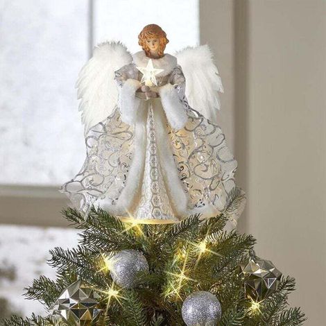 Décoration de sapin de Noël délicate, pendentif en forme d'ange blanc, statue d'ange pour décoration d'intérieur, décoration d'ambiance festive, festival - 32 cm (1/4)