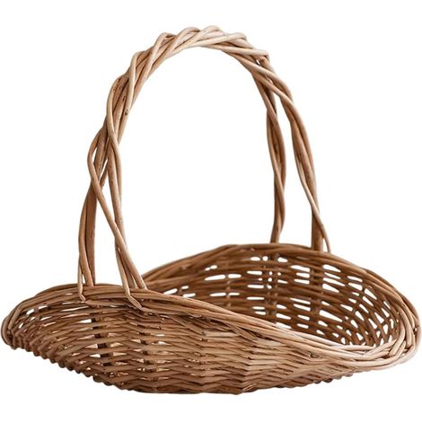 Panier En Rotin - Poignée Intégrée - Pour Légumes Fruits Fleurs Pique-Nique Extérieur - Capacité 12 L - Unité