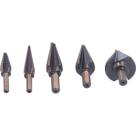5-teiliges Stufenbohrer-Set mit Spiralnut-Stufenbohrer-Set und Aluminiumkoffer für die Holzbearbeitung (1/5)