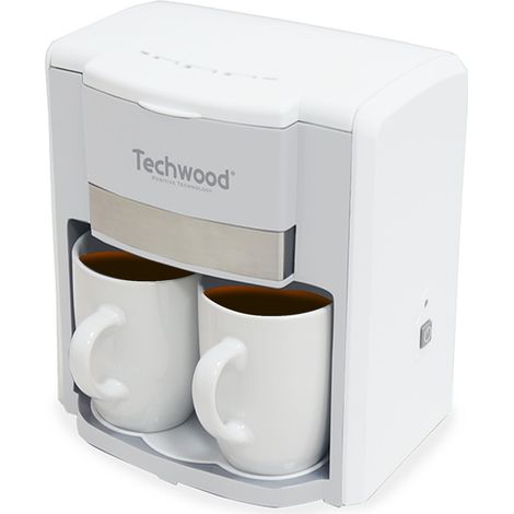 Cafetière 2 tasses TCA202 – Réservoir 0,3L – Filtre permanent lavable – Interrupteur lumineux – 2 tasses en porcelaine incluses – Techwood - 420-500W