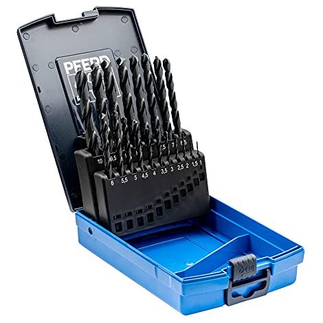 PFERD TOOLS 25203701 SET SPB DIN 338 HSSG N 1-10 STEEL 19 Acciaio Kit punte a spirale da metallo 19 parti 1 mm, 1.5 mm, (1/4)