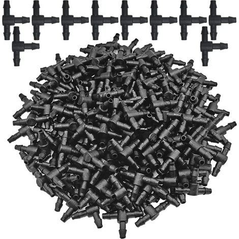 (G-50PCS) 50 raccords en T à 3 voies en plastique avec barbes pour tuyaux d'arrosage de 4/7 mm, micro-irrigation goutte à goutte, outils de jardin