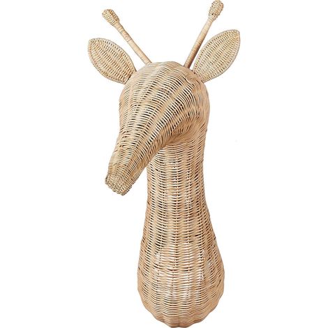 Decorazione da parete per bambini a forma di testa di giraffa in rattan chiaro fatto a mano boho rattan Bananec