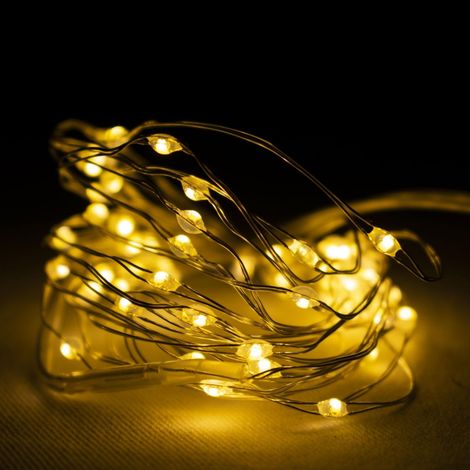 Cadena micro LED plata 295 cm luz blanca cálida para interior (1/5)