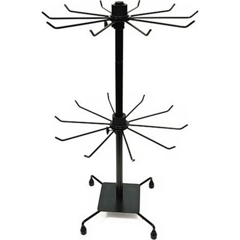 Présentoir à bijoux rotatif Ander Online 2 niveaux étagère suspendue démontable en métal noir pour rangement et exposition (1/4)