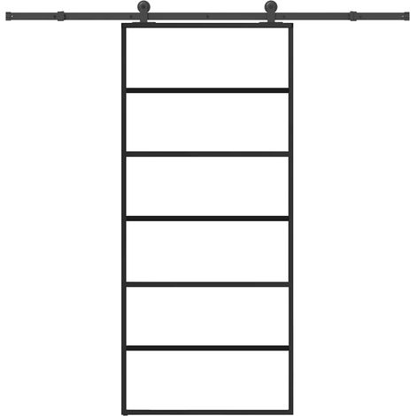 Schiebetür mit Beschlag 90x205 cm ESG-Glas & Aluminium