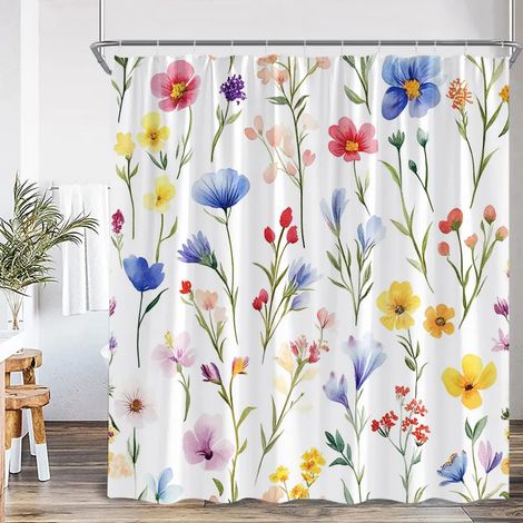 Filiyano-Rideau de douche à motifs de feuilles bleues, aquarelle végétale, feuilles d'eucalyptus, style moderne et épuré, décoration de salle de bain (1/2)