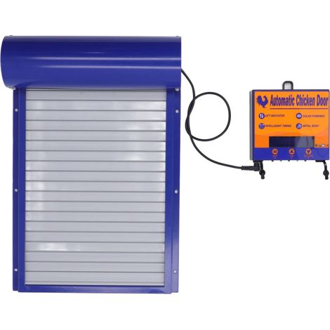 Porte Automatique pour poulailler avec minuterie, 14.6 x 9.7in Rolling Curtain Door Battery Powered Door for Poultry Gate, Aluminum Automatic Door Chicken Coop Opener Protects from.