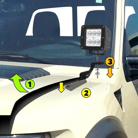 Hood Side Pillar Work Light Pod Mounting Bracket Kit for Ford F-150 04-2014 (1/4)