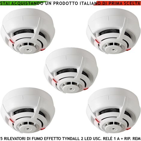 RILEVATORI DI FUMO 5 SENSORI AD EFFETTO TYNDALL SEGNALAZIONE REMOTA LED ALLARME USCITA RELÈ REI INCENDIO ALIMENTAZIONE 12/28 V (1/4)