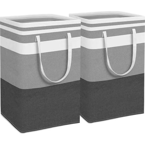2 Grands Paniers Linge 75L Gris Degrade Impermeables Pliables Poignees (1/4)
