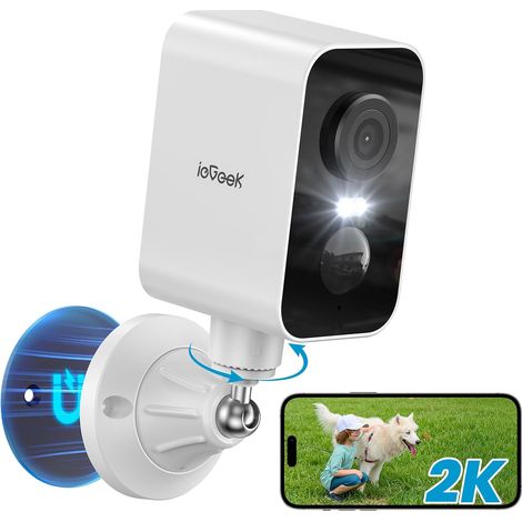 2K Base Magnétique Camera Surveillance WiFi Exterieure sans Fil Batterie, Camera Extérieure/Intérieure, Vision Nocturne Couleur, Détection de Mouvement PIR, Sirène d'alarme, Étanche IP65 (1/5)
