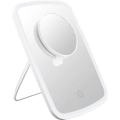 Miroir de courtoisie plat avec grossissement x5, blanc, pour la décoration intérieure (1/5)
