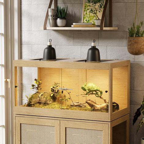 Terrarium Reptiles & Batraciens, Visibilité à 360° Vivarium Terrarium en Bois avec Aération Verrouillage de Sécurité pour Reptiles, Serpents, Amphibiens, 100 x 50.8 x 52.3cm (1/5)