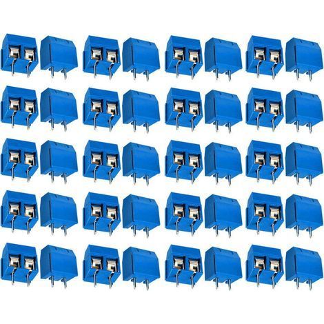 110 Pièces PCB Vis Connecteur, Bornier à Souder Bleu 5mm, Bornier à Vis de PCB Circuit Imprimé 2 Broches (Pin)-Chrom (1/5)