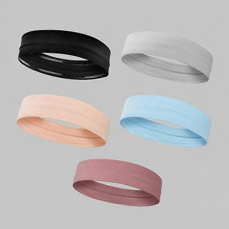 Lot de 5 bandeaux de sport avec bande de silicone antidérapante, tissu à séchage rapide et anti-transpiration, idéal pour le yoga et la course à pied. (1/5)