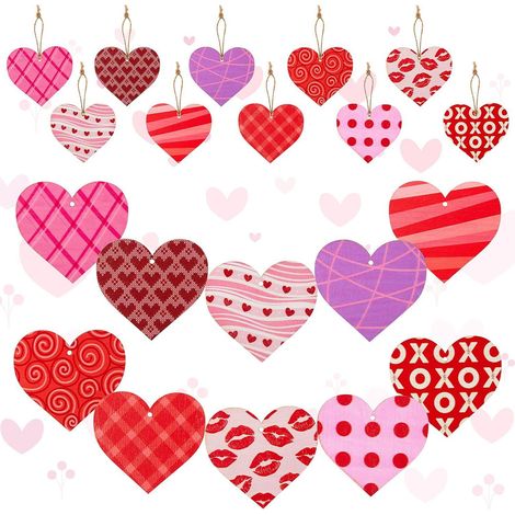 Coeur En Bois - Décoration Suspendue Pour Saint-Valentin - Idéal Pour Mariage Anniversaire Décor Intérieur - Lot De 30 Pièces (1/5)