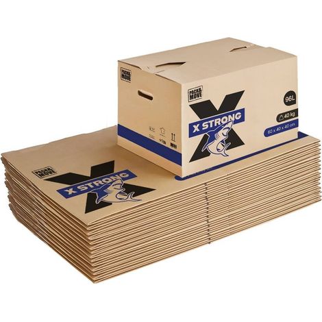 Pack and Move - Lot de 20 Cartons Déménagement X Strong - 60 x 40 x 40 cm - Charge 40 kg - Extrême Résistance - Grande Capacité (1/5)