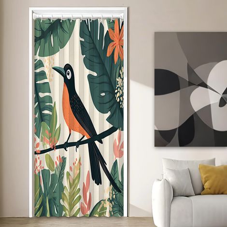 Rideau de porte magnétique occultant et imprimé floral - Séparateur de pièce pliable pour salle de bain, chambre à coucher, salon (105 cm x 200 cm, design F) (1/5)