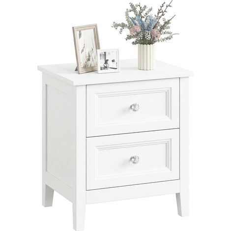 HOMCOM Nightstand with 2 Drawers White