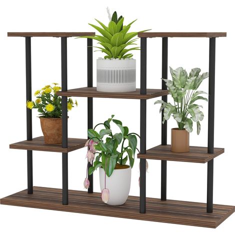 Soporte para plantas de 4 niveles, soporte para flores de 61,5 cm de alto para uso en interiores y exteriores, estante para plantas de madera, estante para flores de varios niveles, escalera para flor (1/5)