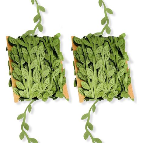 Lot de 2 rouleaux de ruban de vigne artificielle, 20 m, pour plantes vertes, guirlande de feuilles de lierre, décoration murale, mariage, bricolage, fête, décoration de la maison