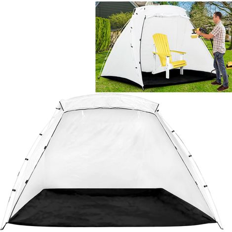 Cabine de peinture portable, grande tente de peinture de 2,6 x 1,8 x 1,7 m, avec plancher intégré, moustiquaire et crochets coupe-vent, station de peinture pour les bricoleurs de meubles, couverture p (1/5)