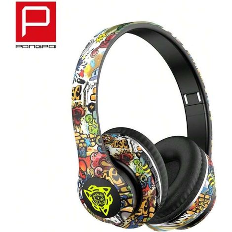 Casque Bluetooth explosif, écouteurs sans fil, National Tide Graffiti, nouveau son stéréo lumineux, musique, sport