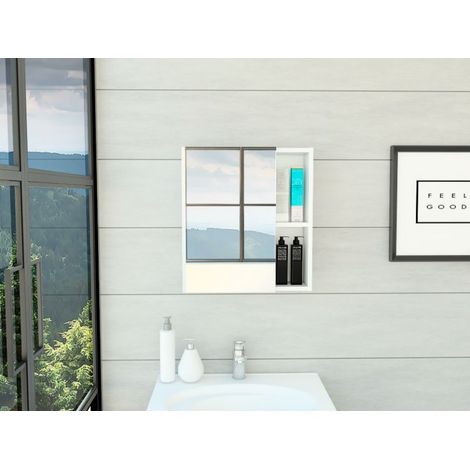 Meuble de salle de bain Labelle, avec miroir 160CM L X 20.3CM H X 62.4CM P Blanc (1/4)