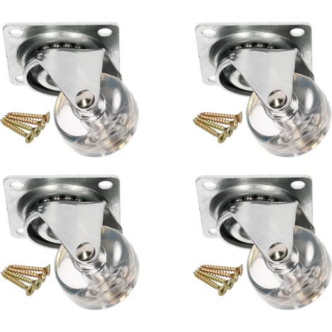 KOTARBAU Lot de 4 roulettes de meuble transparentes Ø 35 mm Pour tous les types de sols Roulettes pivotantes en caoutchouc Roulettes de transport Pour canapés coulissantes (1/5)