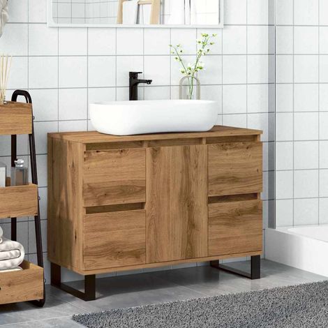 vidaXL Bathroom Sink Cabinet Artisan Oak 80x33x60 cm Engineered Wood (1/5)
