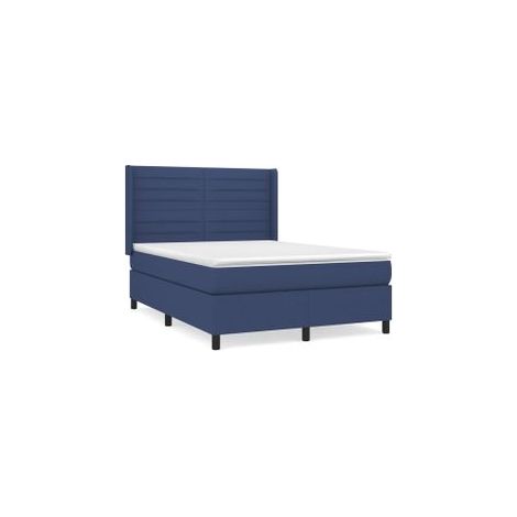 Sommier à lattes de lit avec matelas Bleu 140x190 Tissu (1/5)