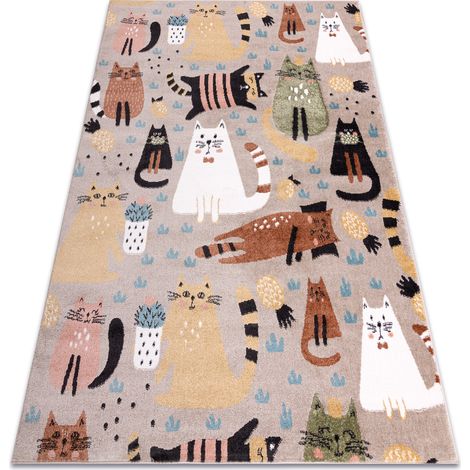 Tappeto FUN Kittens per bambini, gatti beige  multicolour 280x370 cm