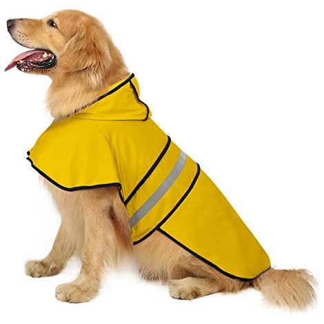 Regenmantel für Hunde mit Kapuze und Leinenöffnung — Gelb (Größe 2XL) (1/5)