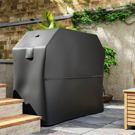 Housse de barbecue 147x61x122 cm, bande velcro, résistante aux intempéries - Oxford 600D noir (1/5)
