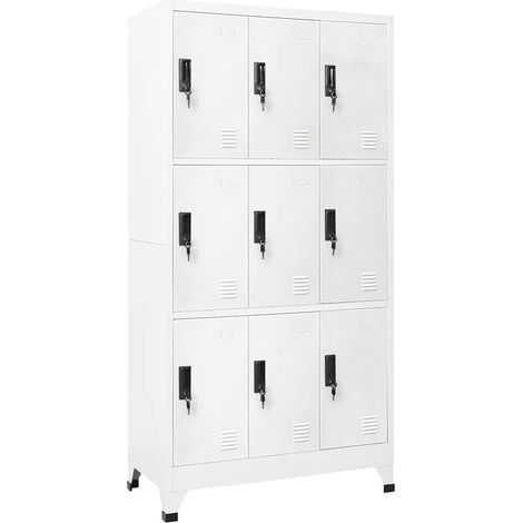 Armoire à casiers Meuble de Rangement - Style Contemporain Blanc 90x45x180 cm Acier BV584512 - BonneVie (1/5)