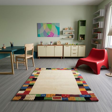 Tapis Gabbeh indien Tapis Elite - Tapis en laine  - 350x250cm, Rectangular - 100% Laine vierge - Noué main - Blanc